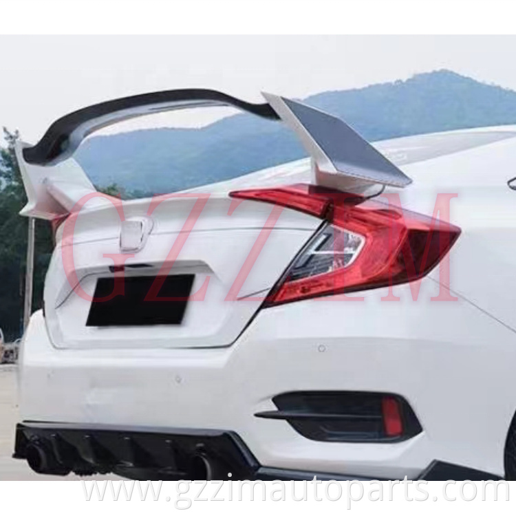 Exterior Accessories ABS Carbon Fiber Type R Style Rear Trunk Boot Wing Spoiler For Civic 2016